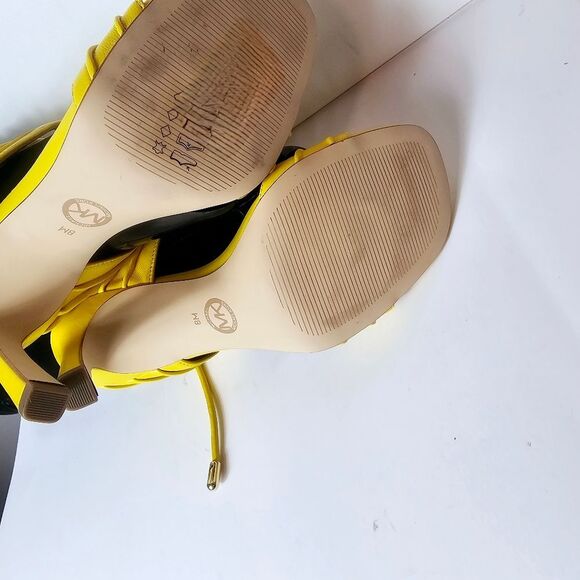 Michael Kors Yellow Michael Mmk Gabriellea Ankle Tie High Dress Sandals Size 8 - Picture 10 of 11